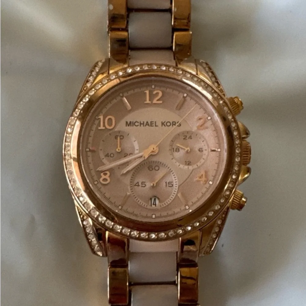 Michael Kors Blair Rose Gold Blush Acetate Stainless Steel Watch